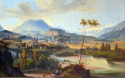 J. Canciani: Villach von Maria Gail aus, um 1860