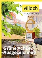 Cover Stadtzeitung Nr. 02/2023 mit Titelstory "Grüne Achse durch Villach"