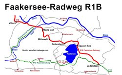 Auf der Abbildung der Faakersee-Radweg R1B.