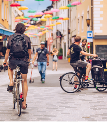 Radfahren in der Villacher Innenstadt