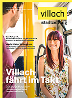 Cover Stadtzeitung Nr. 04/2022 mit Titelstory "Villach fährt im Takt"