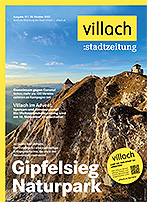 Cover Stadtzeitung Nr. 10/2022 mit Titelstory "Gipfelsieg Naturpark Dobratsch"